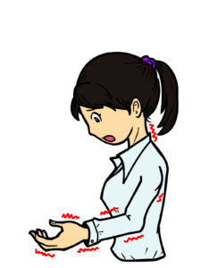 手が痺れる女性