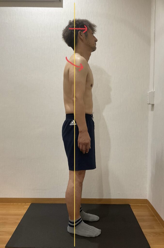 水津さんの姿勢　側面