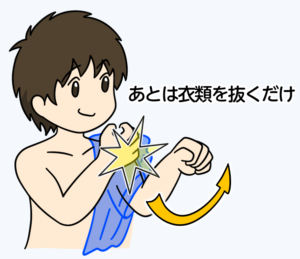 最後に痛い腕を脱ぐ